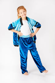 Kids Blue Velour Track Pants